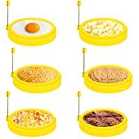 Laelr Anillos de huevo de silicona de 6 piezas- anillo de huevo Anillo Mcmuffin antiadherente de 4 pulgadas Huevos para…